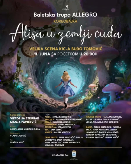 Podgoričko kulturno ljeto donosi magiju na scenu: Baletski spektakl Alisa u zemlji čuda u KIC-u Budo Tomović