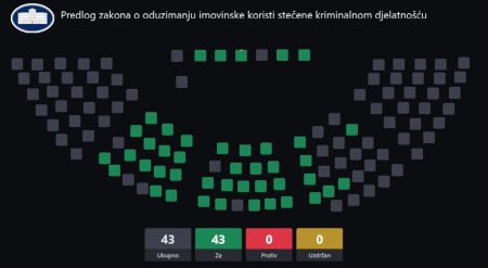 Skupština usvojila „antimafija zakon“: Imovina kriminalnih organizacija može biti oduzeta i prije presude