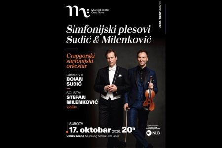 Stefan Milenković i Bojan Suđić večeras u Muzičkom centru Crne Gore